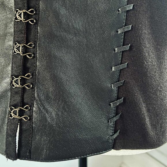 Nygård Collection Dark Chocolate Leather-Front Ladder-Laced Knit Jacket – US 8 - Picture 9 of 10